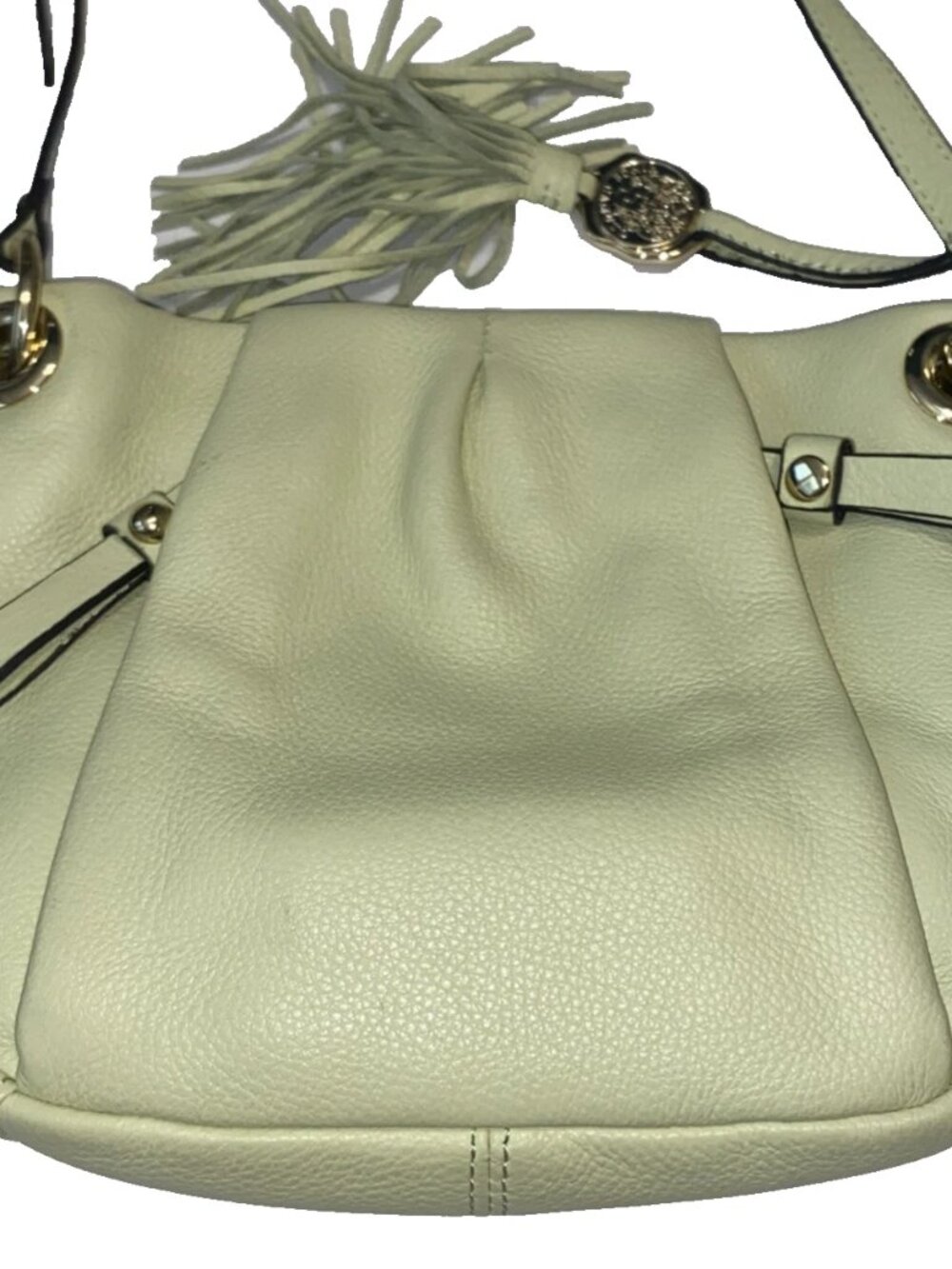 Vince Camuto Cristina Pebbled Leather LIME GREEN Crossbody Handbag Gold Hardware